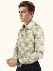 MENS COTTON PISTA PRINTED SMART FIT FULL SLEEVE FORMAL SHIRT