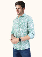 Load image into Gallery viewer, Men Smart Fit Floral Print Green Full Sleeve Shirt
