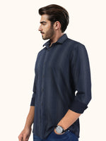 Load image into Gallery viewer, Men Smart Fit Stripped Blue Full Sleeve Shirt
