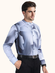 Men Smart Fit Shadow Print Grey Full Sleeves Shirt