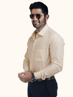 Load image into Gallery viewer, MENS CREAM PLAIN SMART FIT FULL SLEEVE FORMAL SHIRT
