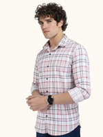 Load image into Gallery viewer, Men Smart Fit Chequered Pink Full Sleeve Shirt
