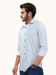 Men Smart Fit Abstract Print Blue Full Sleeve Shirt