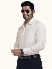 MENS WHITE PLAIN SMART FIT FULL SLEEVE FORMAL SHIRT
