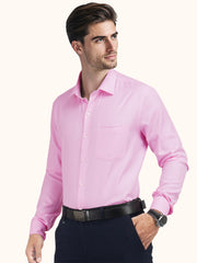 MENS PINK PLAIN SMART FIT FULL SLEEVE FORMAL SHIRT