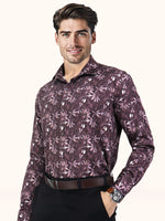 Load image into Gallery viewer, Men Smart Fit Floral Print Brown Full Sleeves Shirt
