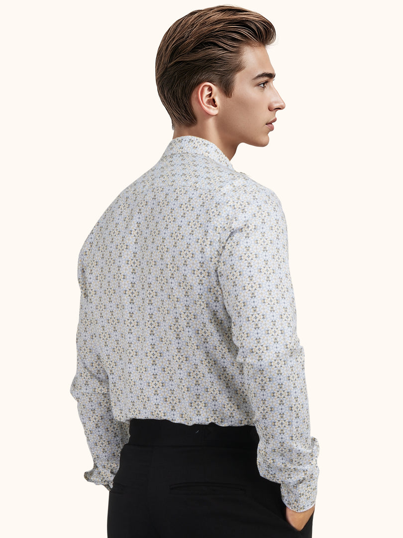 MENS COTTON MULTI COLOR PRINTED SMART FIT FULL SLEEVE FORMAL SHIRT