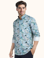 MENS COTTON MULTI COLOR PRINTED SLIM FIT SHORT KURTA