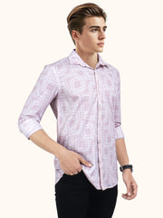 Men Smart Fit Abstract Print Pink Full Sleeve Shirt