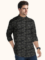Load image into Gallery viewer, Men Smart Fit Floral Print Black Full Sleeve Kurta
