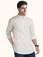 Load image into Gallery viewer, Men Smart Fit Floral Print Brown Full Sleeve Kurta
