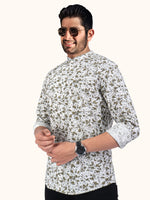 Load image into Gallery viewer, Men Smart Fit Floral Print Mustard Full Sleeve Shirt
