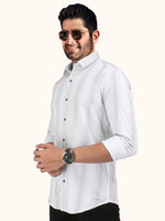 Load image into Gallery viewer, Men Smart Fit Stripped White Full Sleeve Shirt
