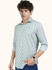 Men Smart Fit Abstract Print Grey Full Sleeve Shirt