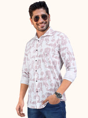 Men Smart Fit Abstract Print Pink Full Sleeve Shirt