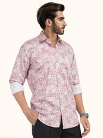 Load image into Gallery viewer, MENS COTTON PINK PRINTED SLIM FIT FULL SLEEVE CASUAL SHIRT
