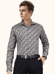 Men Smart Fit Abstract Print Black Full Sleeves Shirt