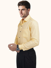 MENS YELLOW PLAIN SMART FIT FULL SLEEVE FORMAL SHIRT