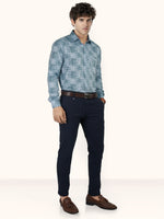 Load image into Gallery viewer, MENS COTTON SKY PRINTED SMART FIT FULL SLEEVE FORMAL SHIRT
