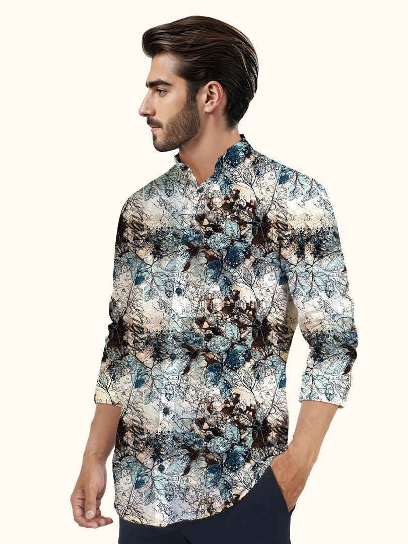 Men Smart Fit Floral Print Multicoloured Full Sleeve Shirt