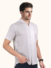 Men Smart Fit Abstract Print Pink Half Sleeve Shirt