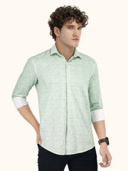 Men Smart Fit Abstract Print Green Full Sleeve Shirt
