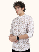Load image into Gallery viewer, Men Smart Fit Floral Print Brown Full Sleeve Shirt
