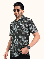 Men Smart Fit Abtract Print Multicoloured Half Sleeve Shirt