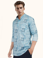 Load image into Gallery viewer, MENS COTTON SKY PRINTED SLIM FIT SHORT KURTA
