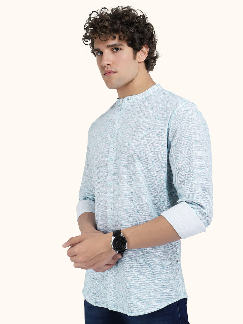 Men Smart Fit Abtract Print Rust Full Sleeve Shirt
