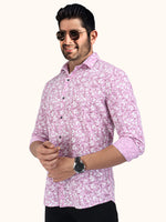Load image into Gallery viewer, Men Smart Fit Floral Print Pink Full Sleeve Shirt
