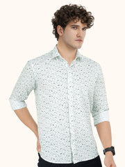 Men Smart Fit Abstract Print Green Full Sleeve Shirt