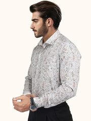MENS COTTON MULTI COLOR PRINTED SMART FIT FULL SLEEVE FORMAL SHIRT