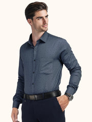 MENS COTTON GREY PRINTED SMART FIT FULL SLEEVE FORMAL SHIRT