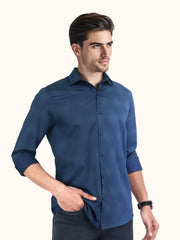 Men Smart Fit Abstract Print Blue Full Sleeve Shirt