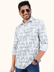 Men Smart Fit Abstract Print Grey Full Sleeve Shirt