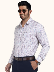 MENS COTTON MULTI COLOR PRINTED SMART FIT FULL SLEEVE FORMAL SHIRT