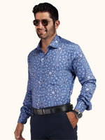 Load image into Gallery viewer, MENS COTTON SKY PRINTED SMART FIT FULL SLEEVE FORMAL SHIRT
