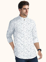 Load image into Gallery viewer, Men Smart Fit Floral Print White Full Sleeve Kurta
