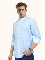 Load image into Gallery viewer, Men Smart Fit Floral Print Sky Full Sleeve Shirt
