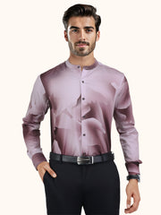 Men Smart Fit Shadow Print Burgundy Full Sleeves Shirt