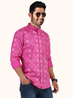 Load image into Gallery viewer, MENS COTTON PINK PRINTED SLIM FIT FULL SLEEVE CASUAL SHIRT
