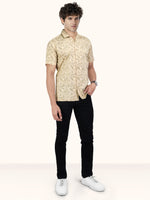 Load image into Gallery viewer, Men Smart Fit Floral Print Beige Half Sleeve Shirt
