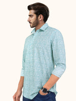 Load image into Gallery viewer, Men Smart Fit Floral Print Green Full Sleeve Shirt
