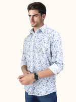 Load image into Gallery viewer, Men Smart Fit Floral Print Blue Full Sleeve Shirt
