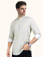 Men Smart Fit Abtract Print Brown Full Sleeve Kurta