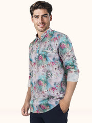MENS COTTON MULTI COLOR PRINTED SLIM FIT SHORT KURTA