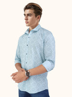 Load image into Gallery viewer, Men Smart Fit Floral Print Green Full Sleeve Shirt
