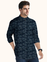 Load image into Gallery viewer, Men Smart Fit Floral Print Blue Full Sleeve Kurta
