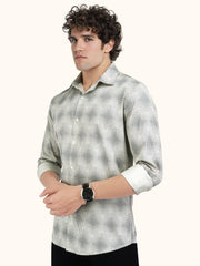 Men Smart Fit Abstract Print Cream Full Sleeve Shirt